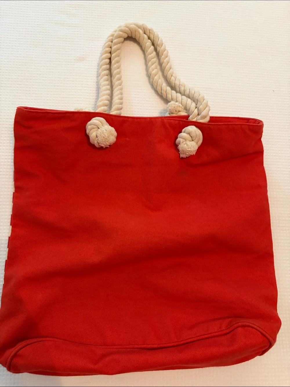 Striped Nautical Anchor Tote Bag - Red & Cream